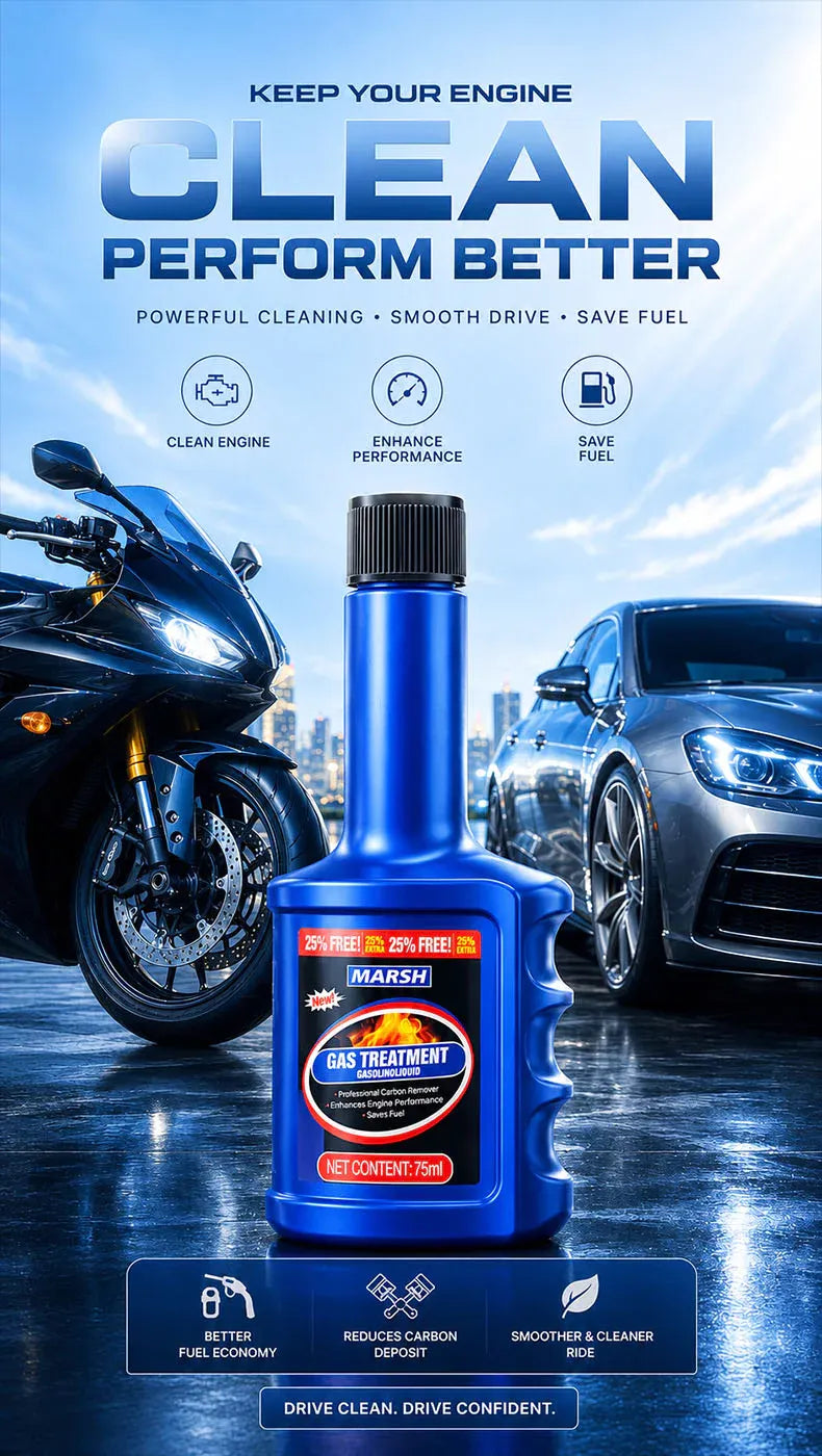 Marsh Premium Fuel Additive Carbon Cleaner Engine Treatment Boost Power Save Fuel Motorcycle  │ 75ML