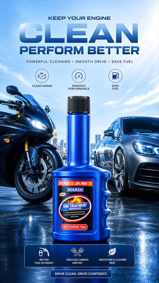Marsh Premium Fuel Additive Carbon Cleaner Engine Treatment Boost Power Save Fuel Motorcycle  │ 75ML